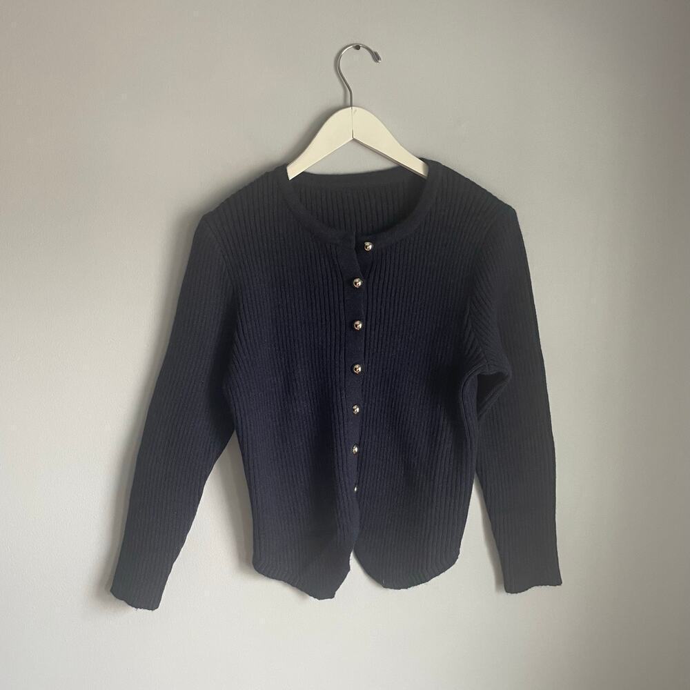 Commense Cardigan Navy Blue Preppy Clean Workwear size XL Heritage Classic